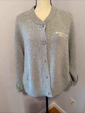 Relaxed Light Gray Button-Up Women's Cardigan Sweater